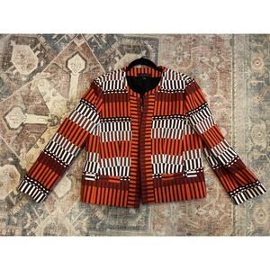 Ann Taylor Mala Stripe Tapestry Cotton Blend Jacket Blazer, Sz 12